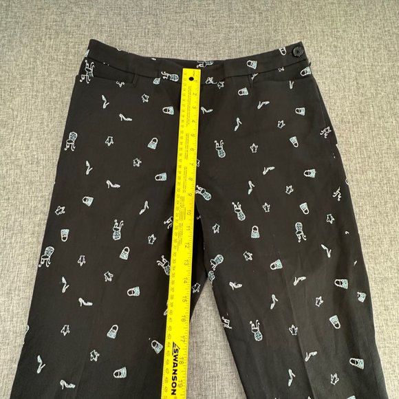 Ann Taylor LOFT Cropped Pants Black White Embroidered Print 6 Petite 99% Cotton - Picture 9 of 16